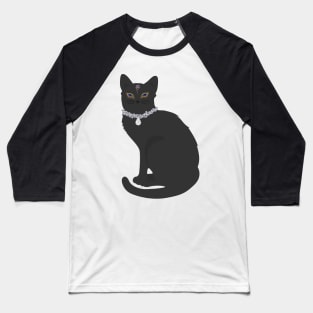 Fancy Black Cat Baseball T-Shirt